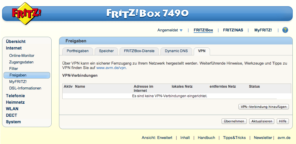 vpn anbieter fritz box 7490
