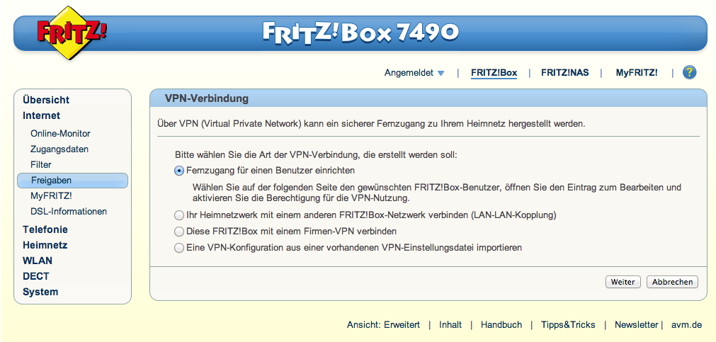 fritzbox vpn einrichten mit mac