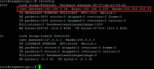 Raspberry Pi ipconfig Befehl