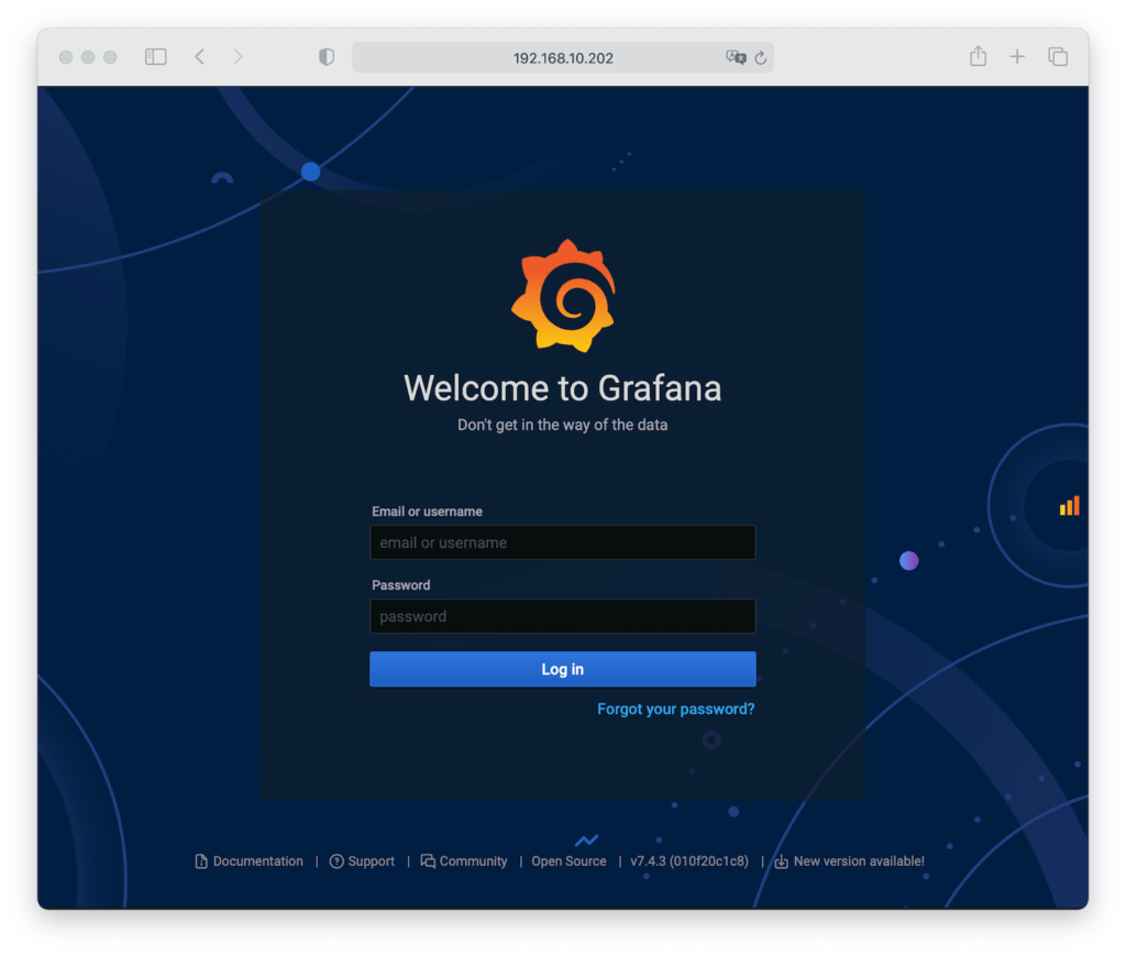 Grafana Login Screen